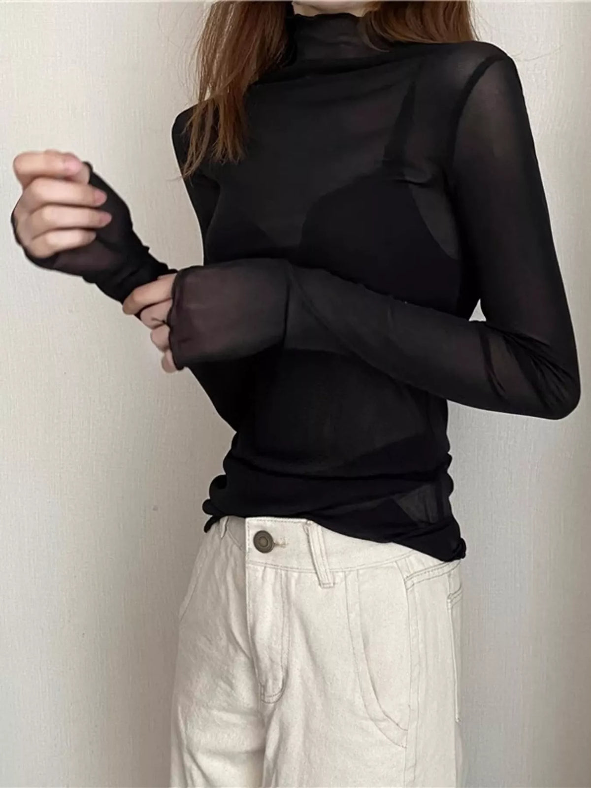 Turtleneck Long Sleeve Slim Fit T-Shirt