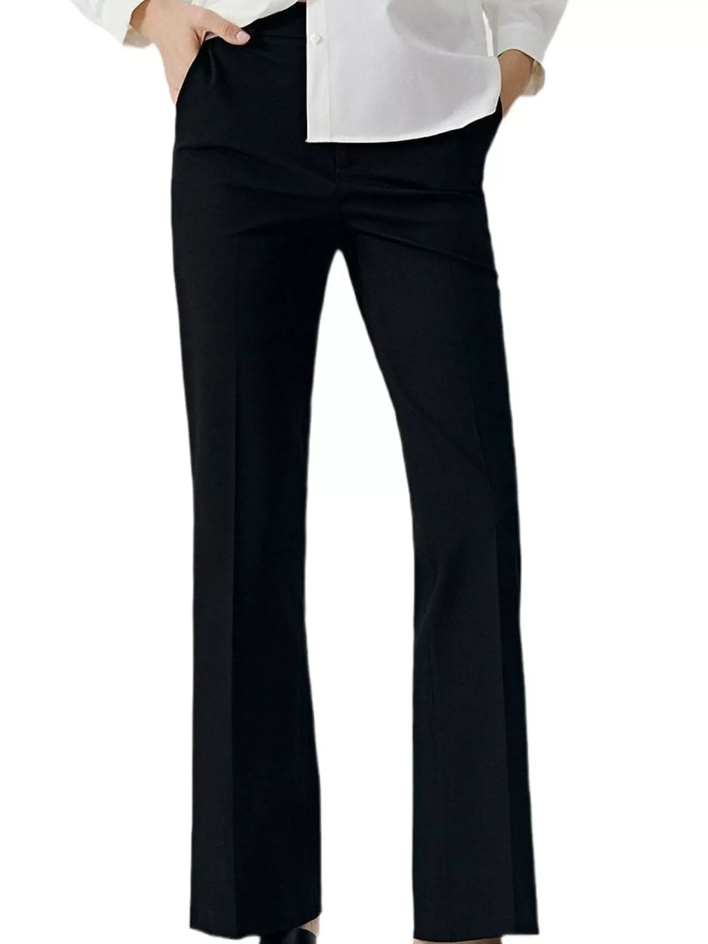 High-Waisted Slim-Fit Dress Pants