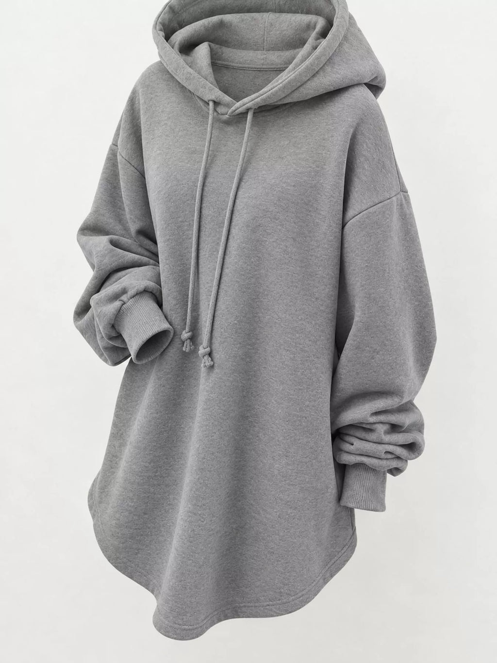 Full Size Drawstring Dropped Shoulder Hoodie Plus Size