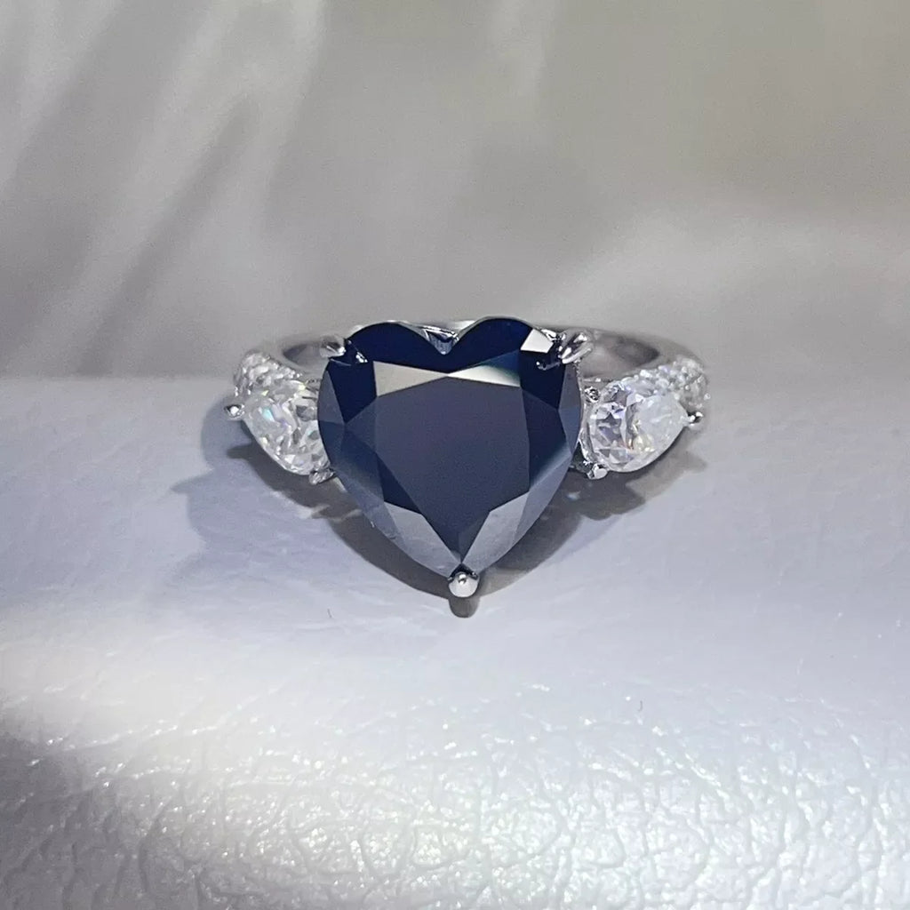 6 Carat 925 Sterling Silver Moissanite Heart Ring