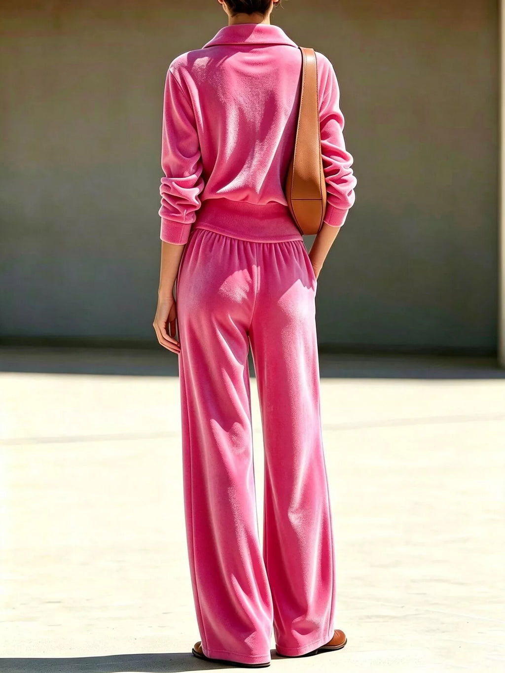 Full Size Half Zip Sweatshirt and Wide-Leg Pants Set Plus Size