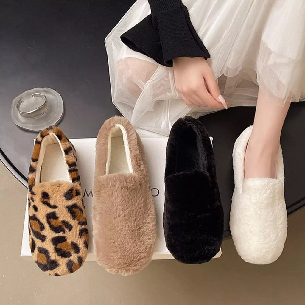 Fluffy Round Toe Slip-Ons
