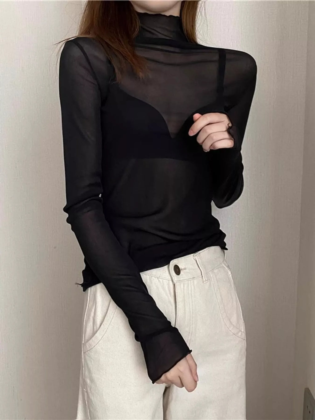 Turtleneck Long Sleeve Slim Fit T-Shirt
