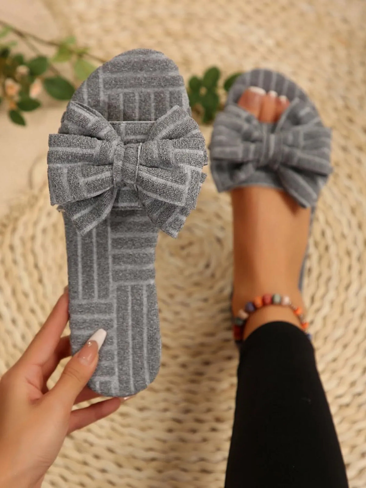 Bow Knot Open Toe Slippers