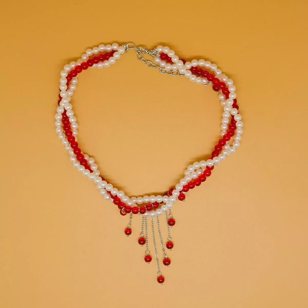 Twisted Bead Tassel Necklace
