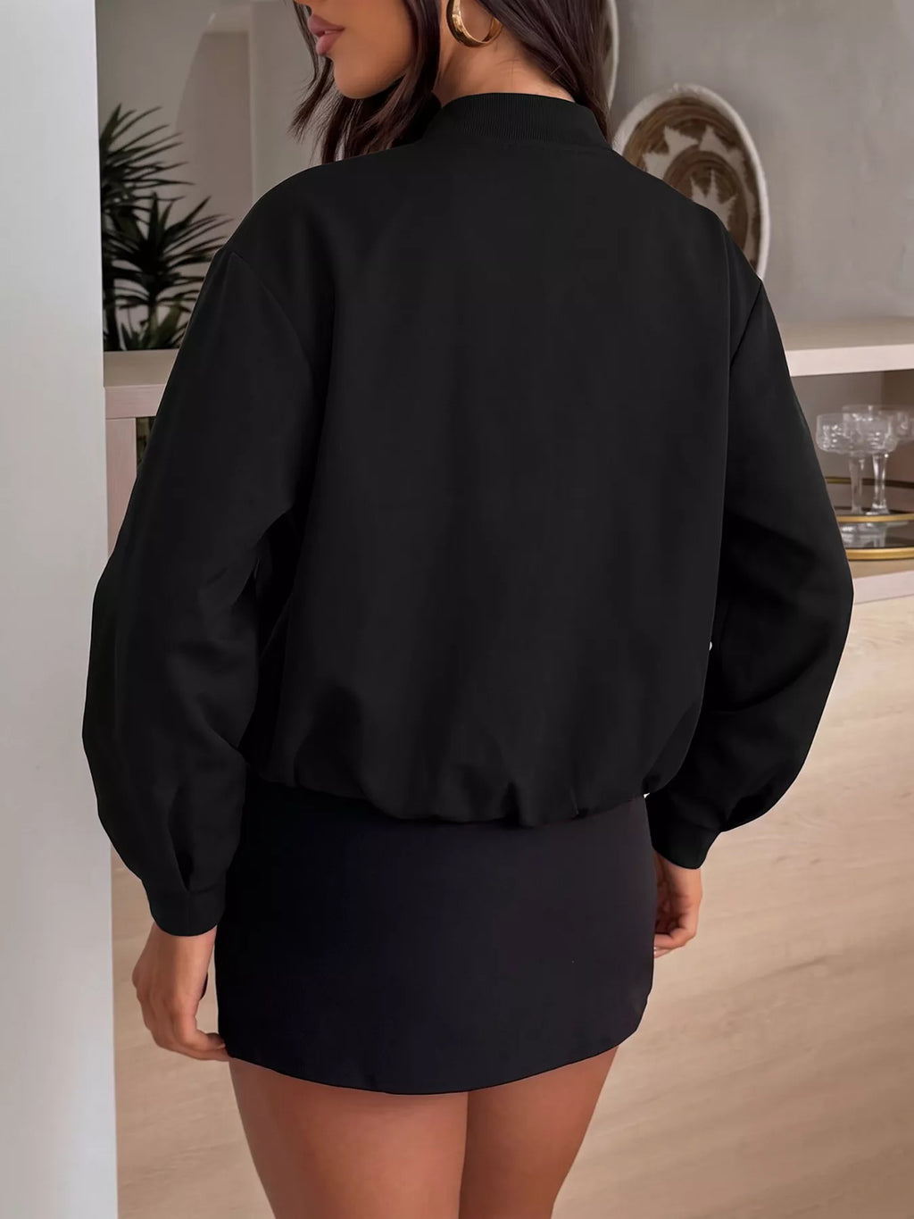 Zip-Up Dropped Shoulder Jacket