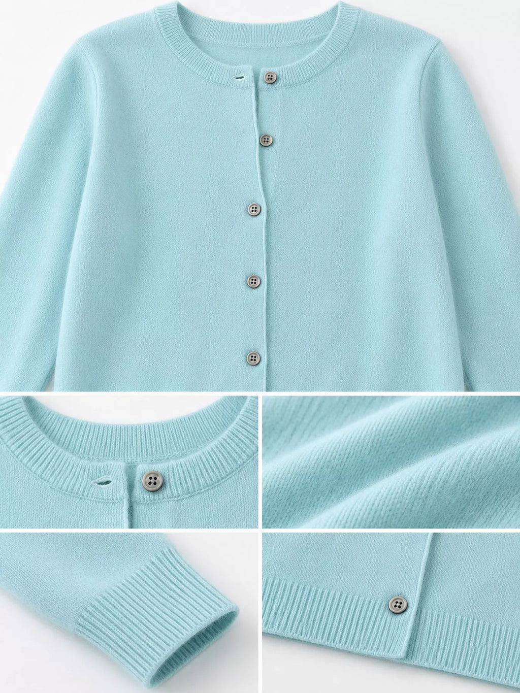 Crew-Neck Button-Down Cardigan