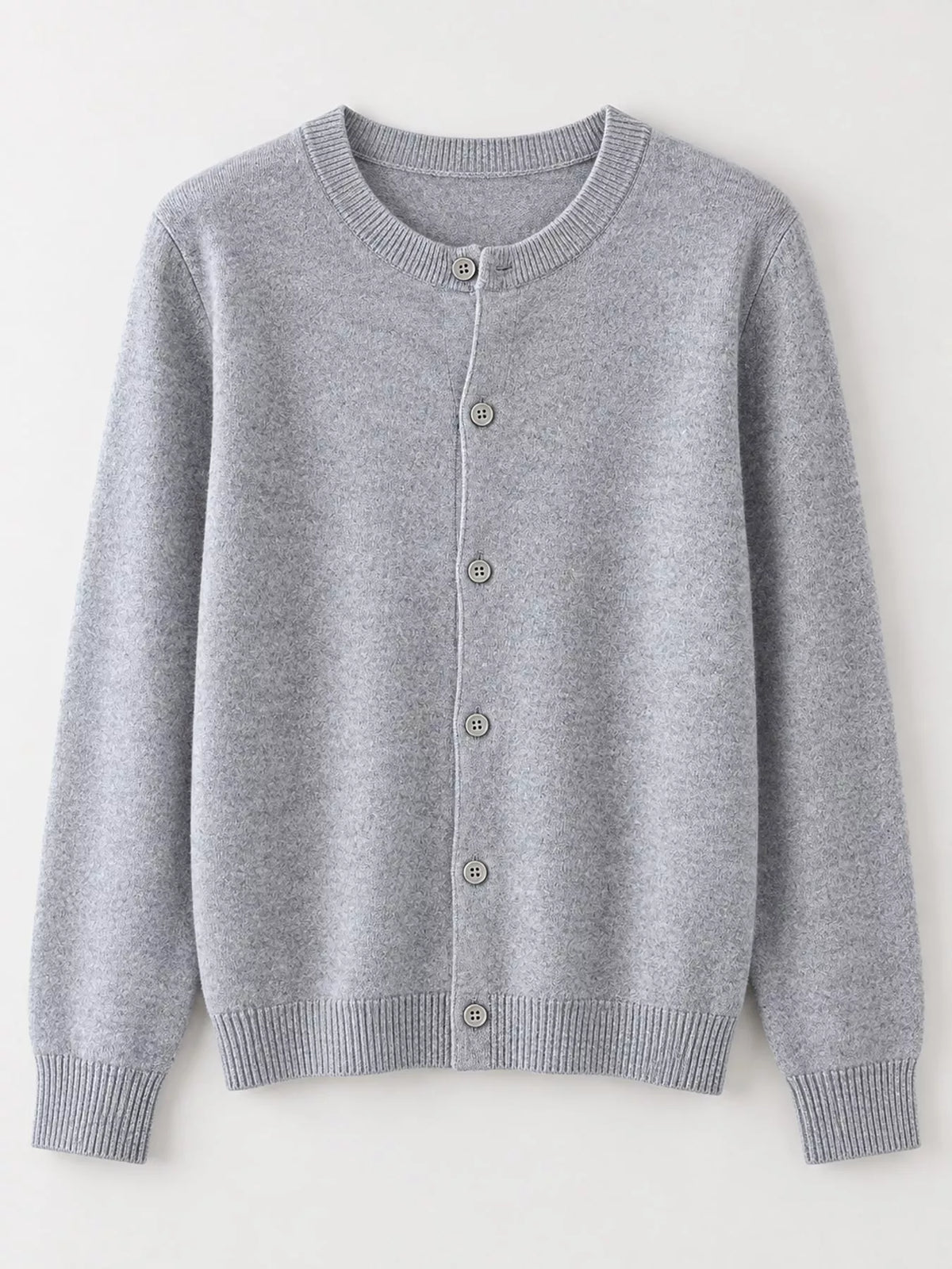 Crew Neck Button-Down Cardigan