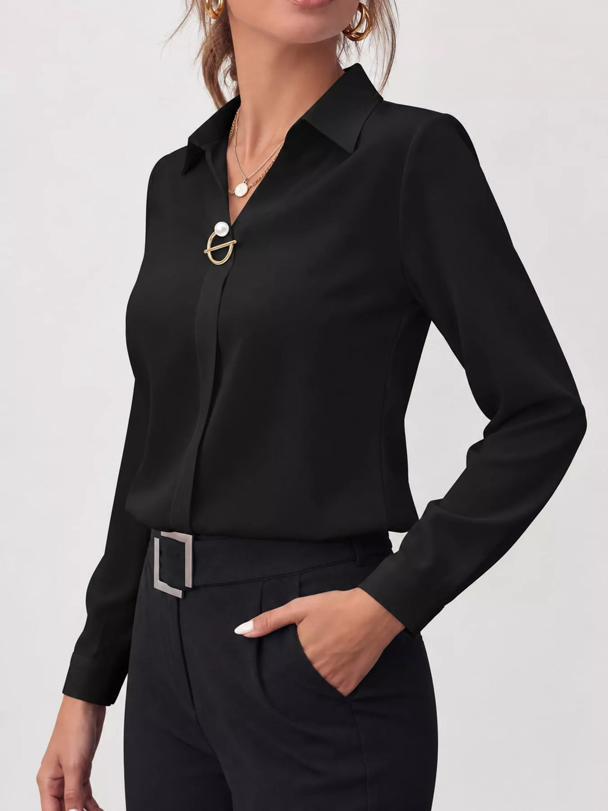 Long Sleeve Satin Blouse