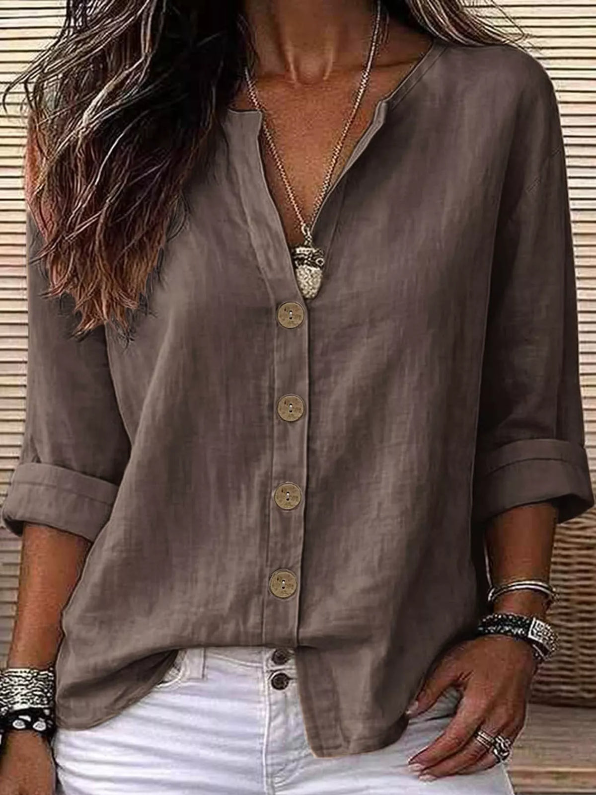 Notched Button Down Shirt
