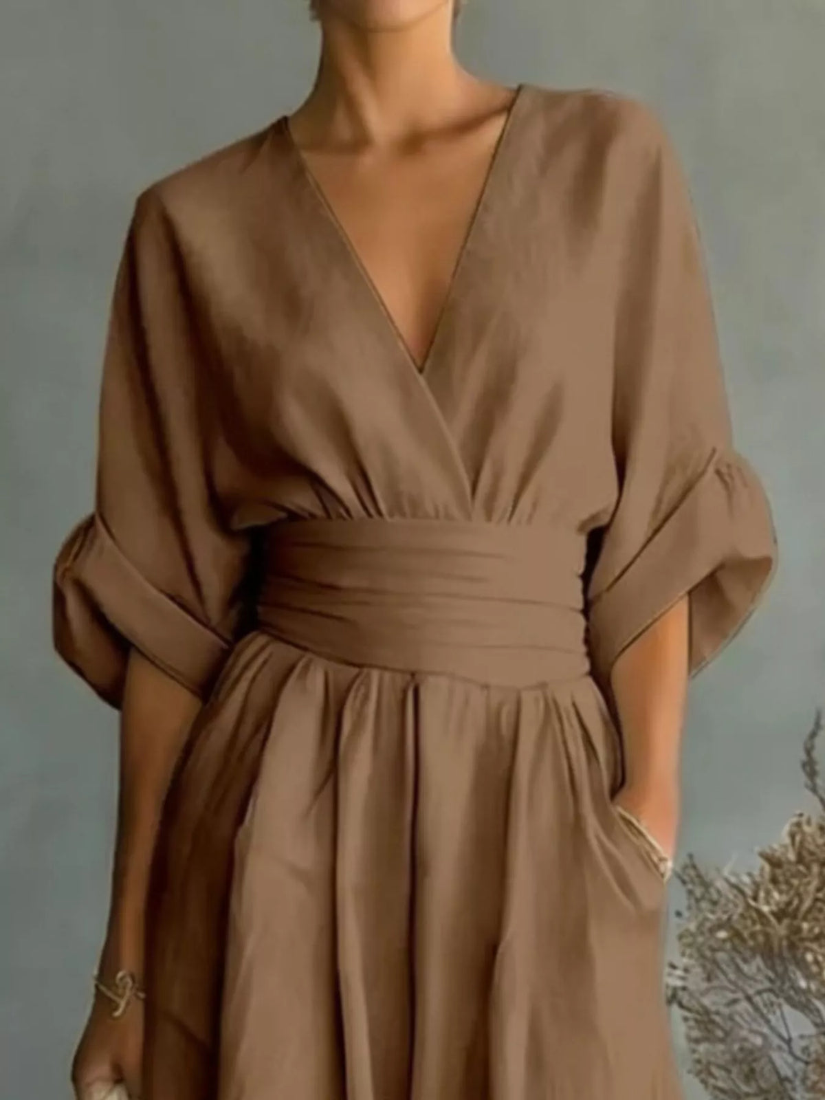 Full Size Half Sleeve Wide-Leg Jumpsuit Plus Size
