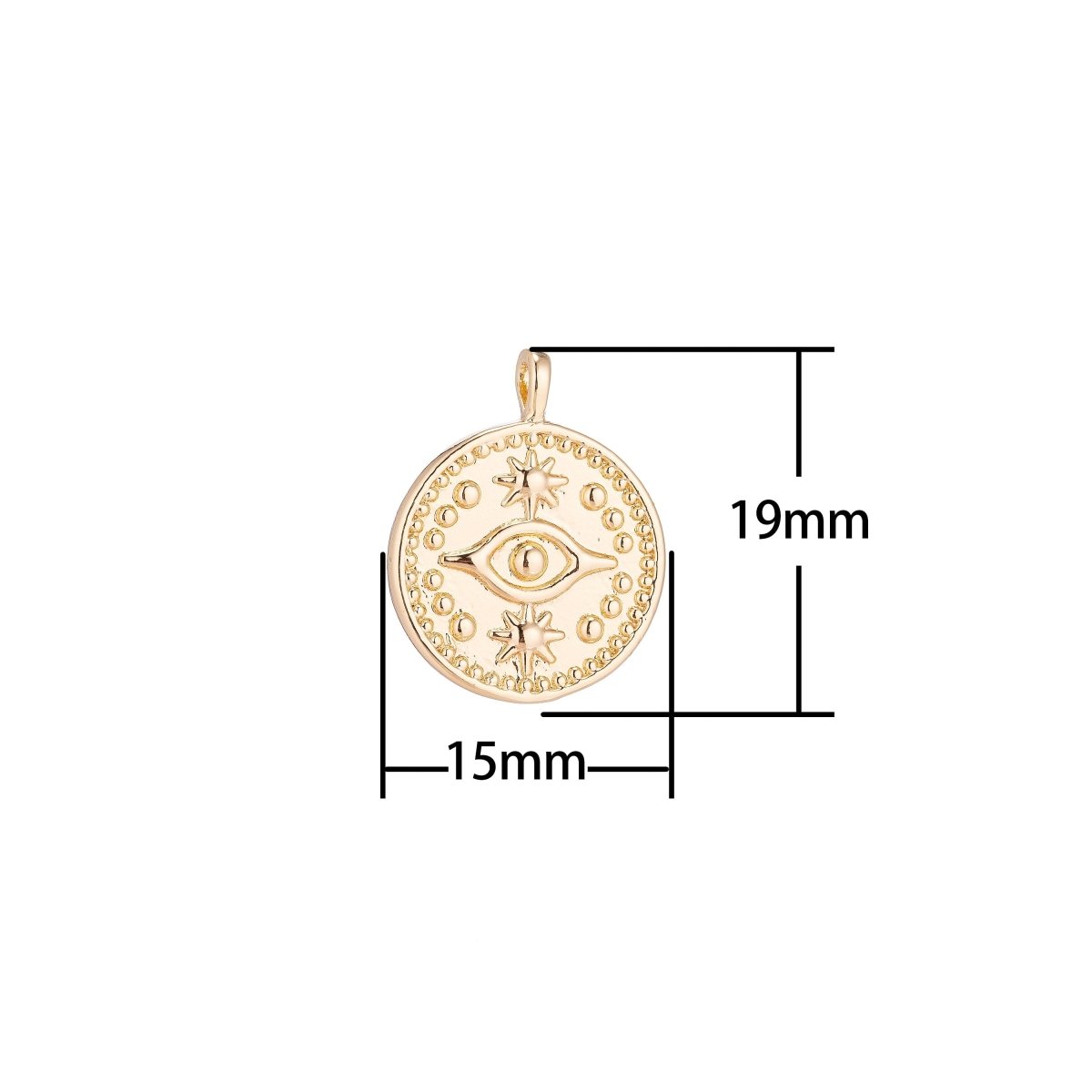 Dainty 18k Gold Filled Beads Coin Evil Eye Legend Charm for Bracelet Necklace Pendant Earring Findings for Jewelry Making C-080 C-656