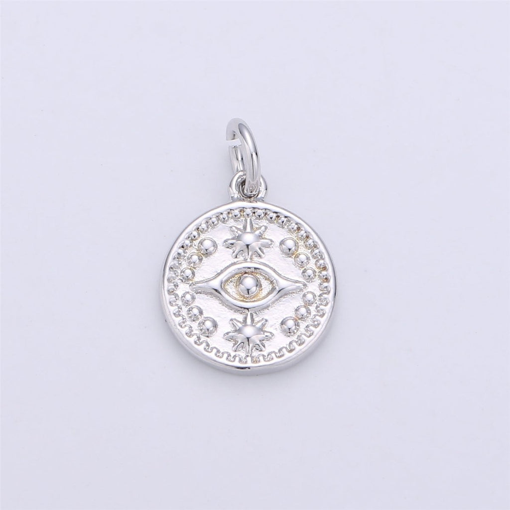 Dainty 18k Gold Filled Beads Coin Evil Eye Legend Charm for Bracelet Necklace Pendant Earring Findings for Jewelry Making C-080 C-656
