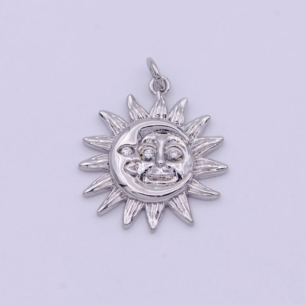 Dainty 18K Gold Filled Sun & Moon Charms in Gold / Rose Gold / Silver Color 20mmx20mm Sun moon face Happy Smile Sun Face, C-249