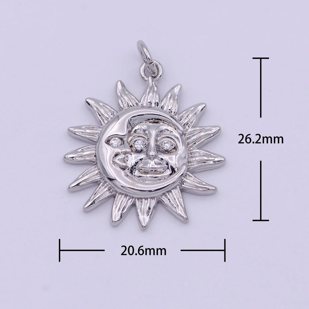 Dainty 18K Gold Filled Sun & Moon Charms in Gold / Rose Gold / Silver Color 20mmx20mm Sun moon face Happy Smile Sun Face, C-249