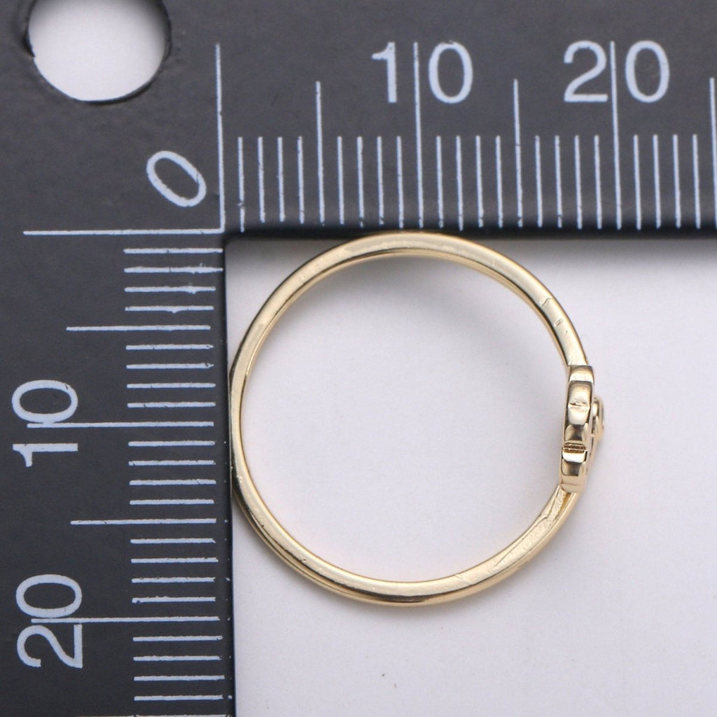 Dainty clover Ring Gold Quatrefoil CZ stackable ring Gold Small floral Minimalist Ring gift for her Open Adjustable Ring for Christmas R-110