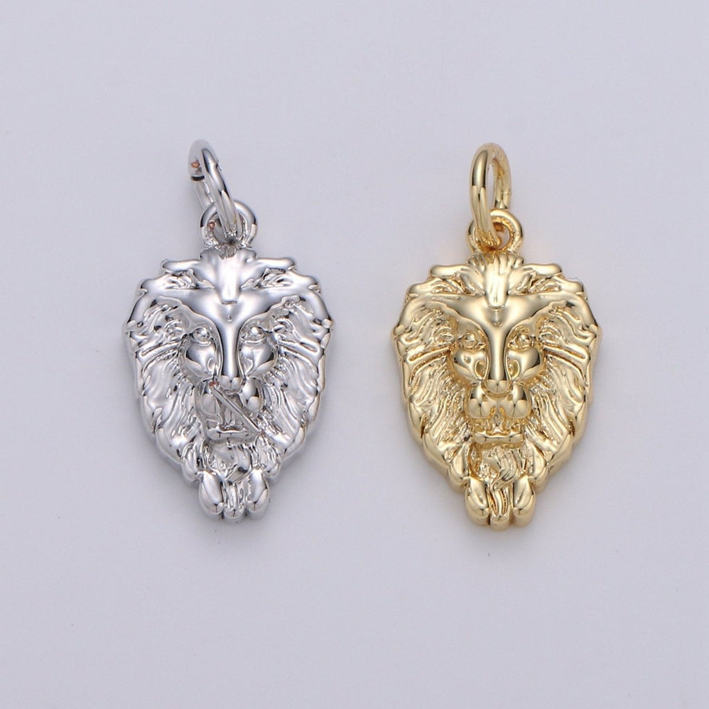 Dainty Lion Charm Gold Medallion, Silver Lion Pendant, Lion King Jewelry, Animal Necklace Charm for Bracelet Earring Necklace Component D-130 D-131