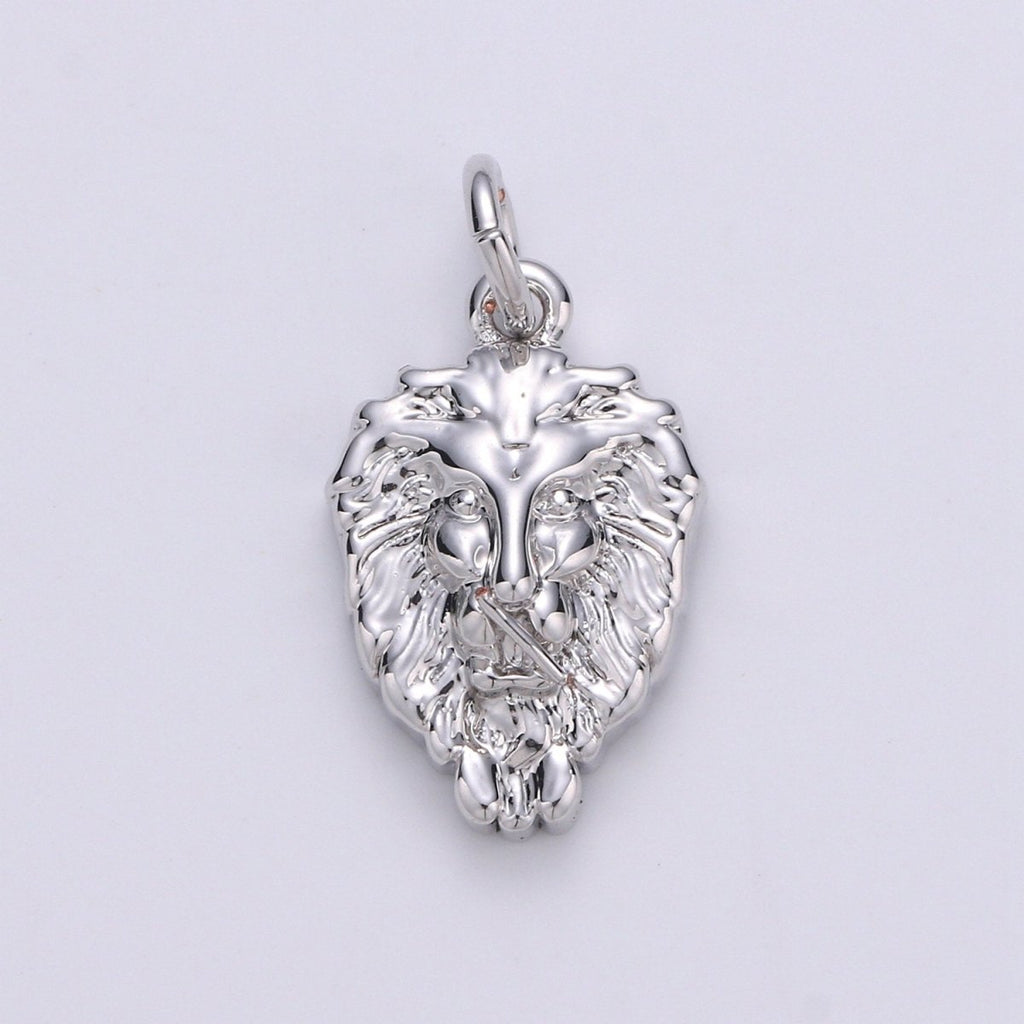 Dainty Lion Charm Gold Medallion, Silver Lion Pendant, Lion King Jewelry, Animal Necklace Charm for Bracelet Earring Necklace Component D-130 D-131