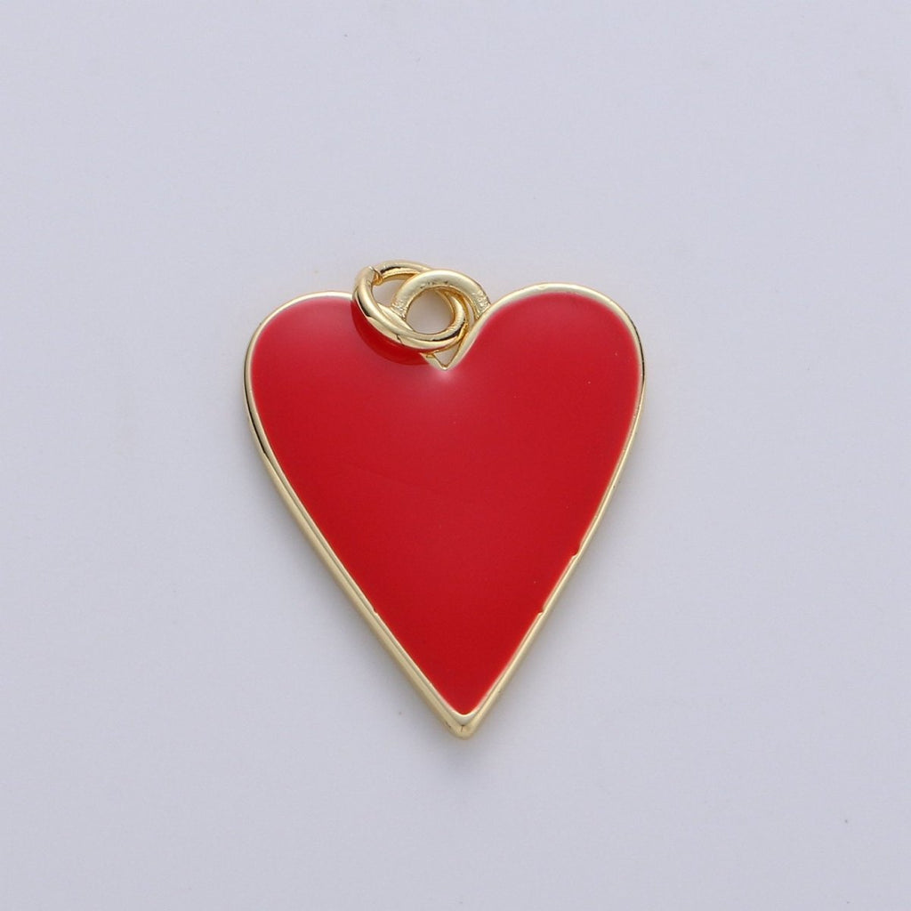 Dainty Red Heart enameled Pink enamel heart pendant, Gold Love charm for Necklace Bracelet Earring Charm Supply Relationship Jewelry D-695 D-696