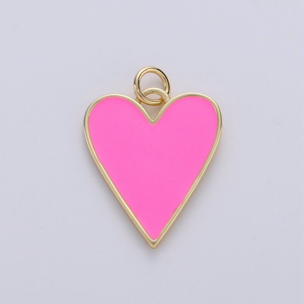 Dainty Red Heart enameled Pink enamel heart pendant, Gold Love charm for Necklace Bracelet Earring Charm Supply Relationship Jewelry D-695 D-696