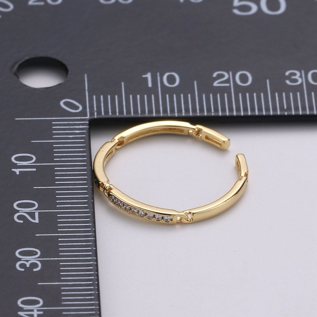 Dainty Ring, Gold Vermeil Minimalist Ring, Stacking Ring, Simple Open Ring, Cubic Zirconia Adjustable Ring, Thin Ring, Gift for Her R-127