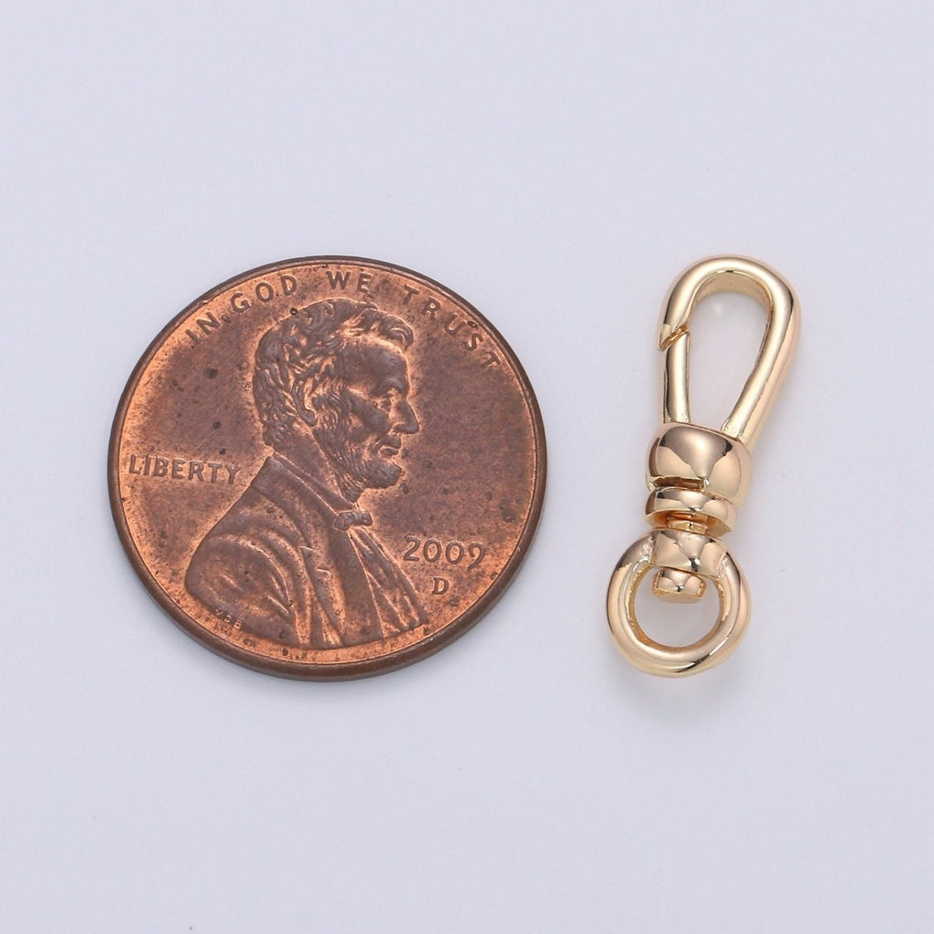 Dainty Self Closing Swivel Clasps - Triggerless - 20mm X 6mm - Real Gold Plated for Charm Lock Keychain Supply Component Supp-945 L-009