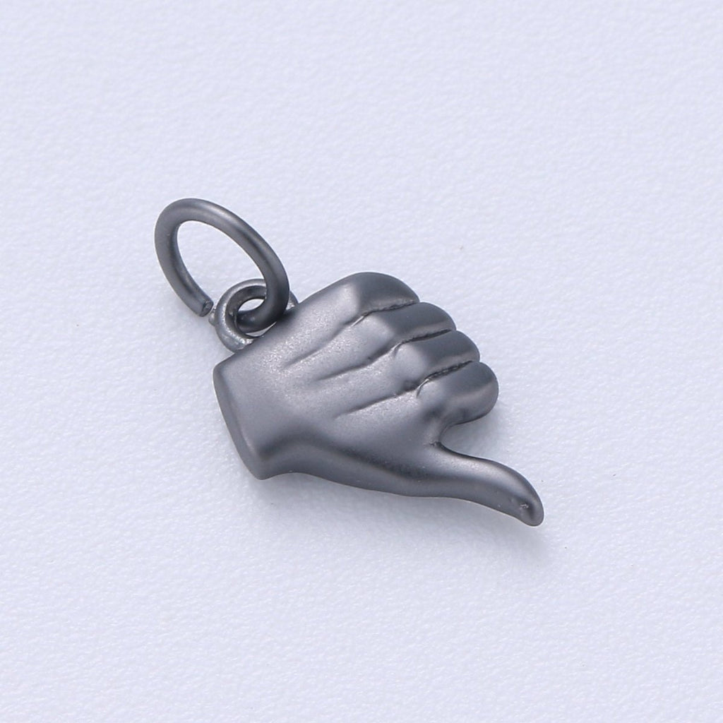 14K Gold Filled Matte Thumbs Up Hand Gesture Symbol Charm in Gold, Silver, Black | C408