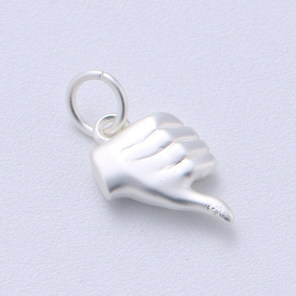 14K Gold Filled Matte Thumbs Up Hand Gesture Symbol Charm in Gold, Silver, Black | C408