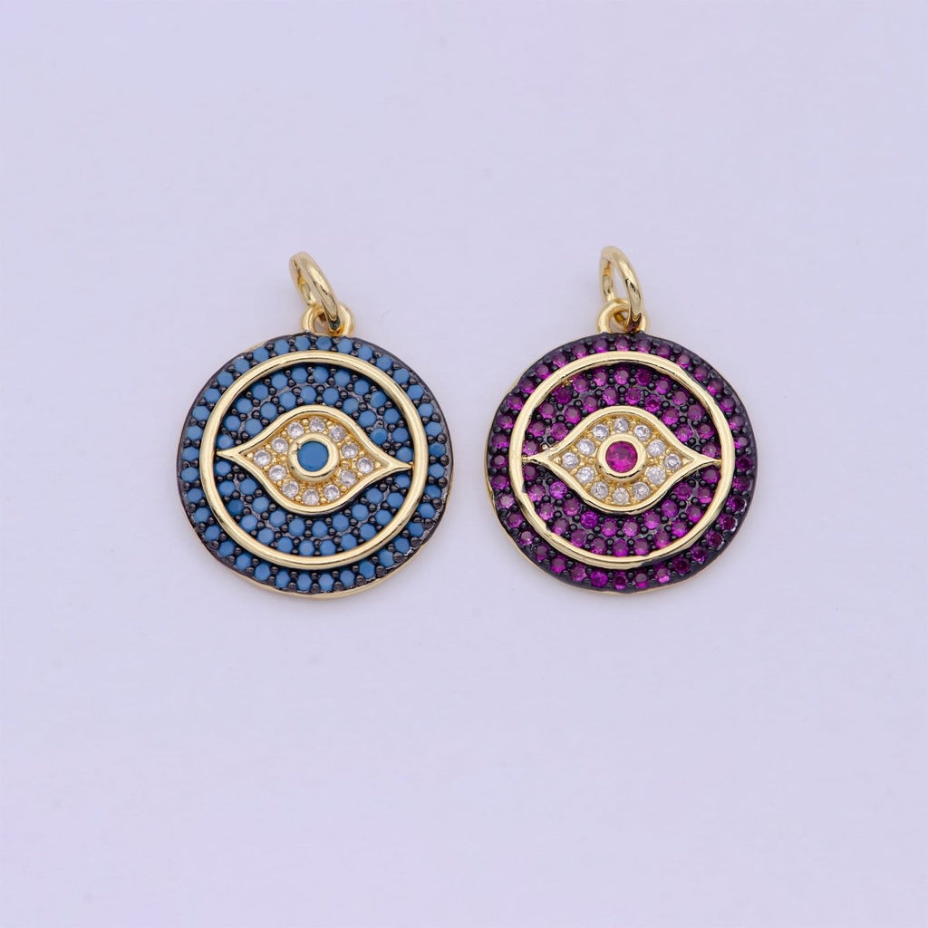 Dainty Turquoise Evil Eye Pendant for Necklace Charm in 24k Gold Filled Evil Eye Charm for Bracelet Necklace Earring Supply 20x15mm D-335