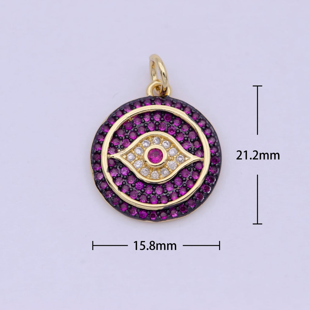 Dainty Turquoise Evil Eye Pendant for Necklace Charm in 24k Gold Filled Evil Eye Charm for Bracelet Necklace Earring Supply 20x15mm D-335