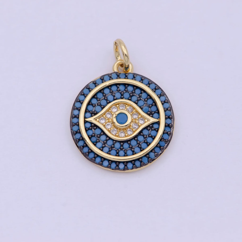 Dainty Turquoise Evil Eye Pendant for Necklace Charm in 24k Gold Filled Evil Eye Charm for Bracelet Necklace Earring Supply 20x15mm D-335
