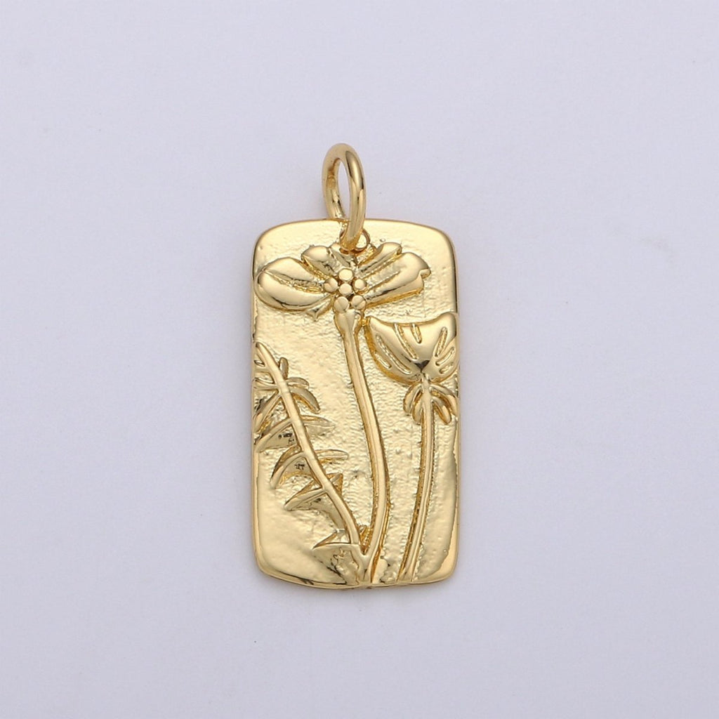 Dandelion Charms, Gold Dandelion Pendant, or Dainty Dandelion Charm, Small Dandelion Charm  for Necklace Floral Flower Jewelry D-624
