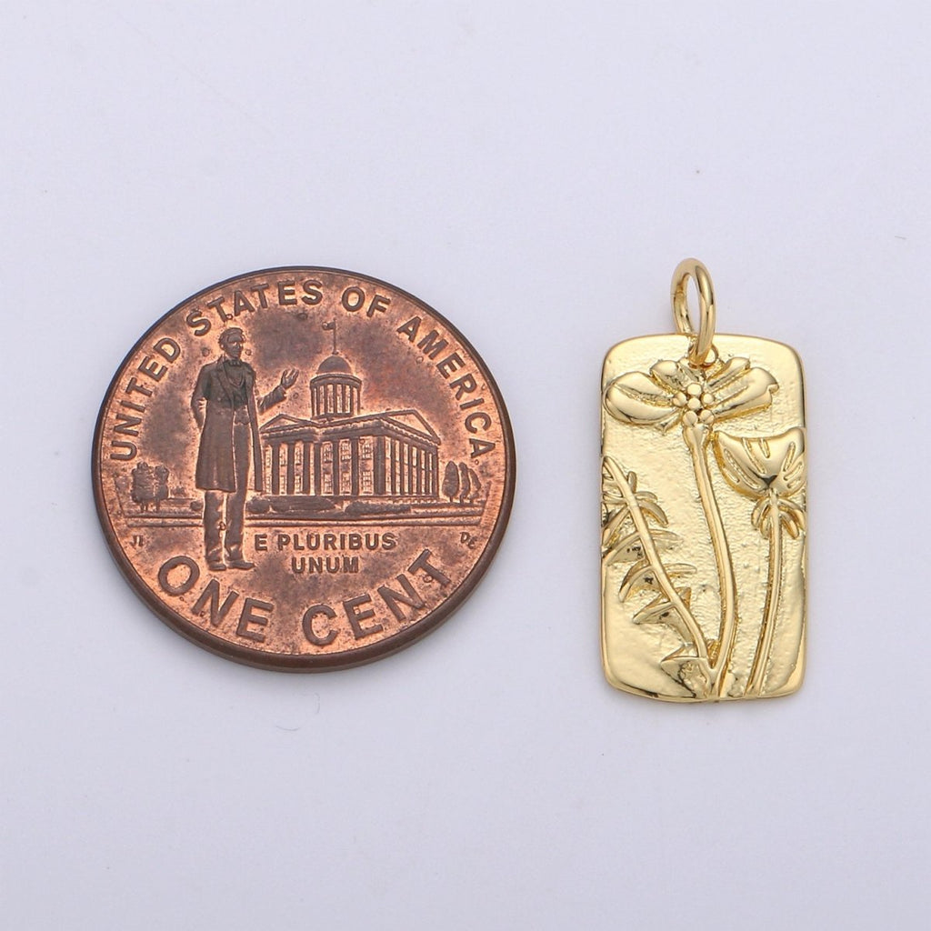 Dandelion Charms, Gold Dandelion Pendant, or Dainty Dandelion Charm, Small Dandelion Charm  for Necklace Floral Flower Jewelry D-624