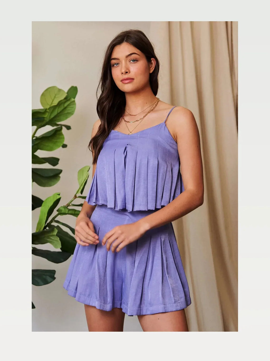 Pleated Babydoll Top with Adjustable Straps