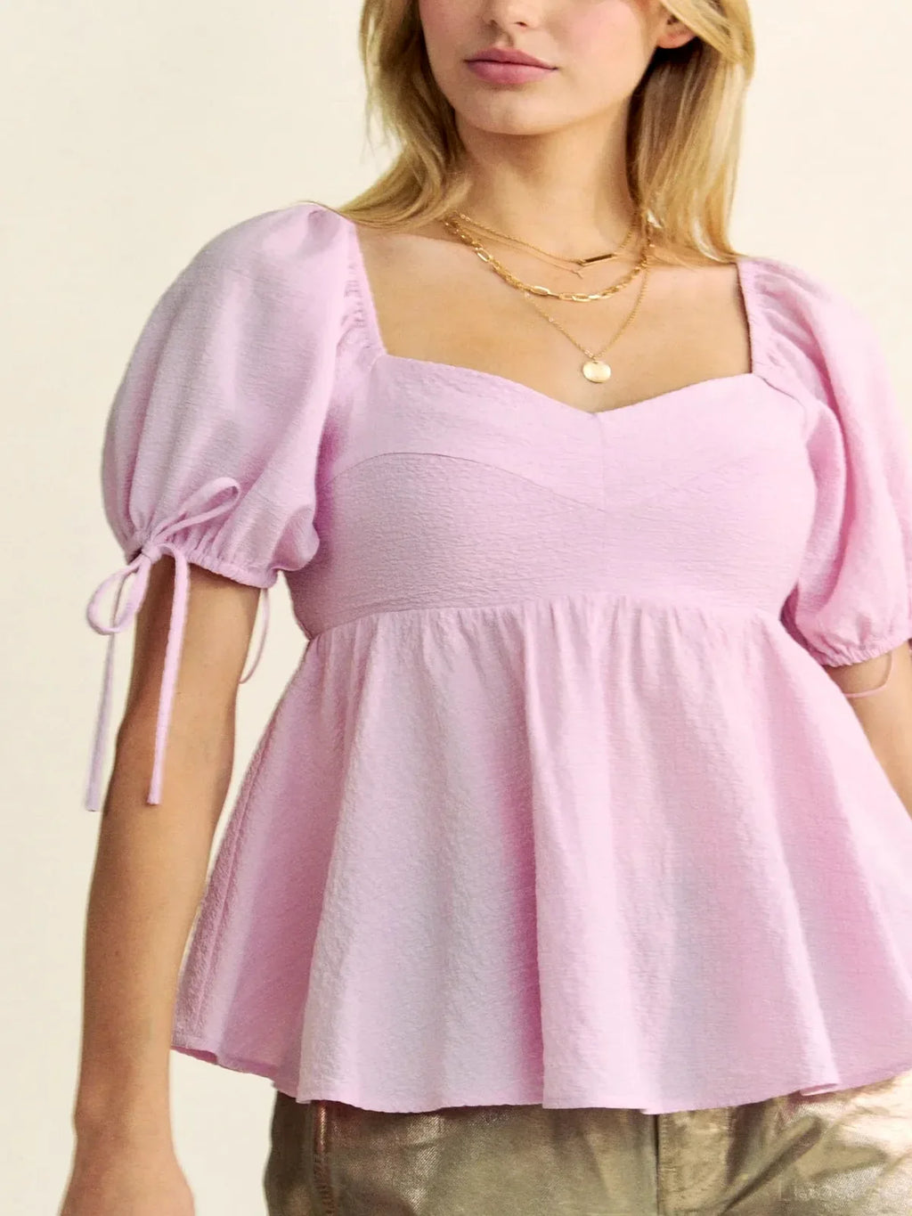 Versatile Peplum Blouse with Puffed Sleeves