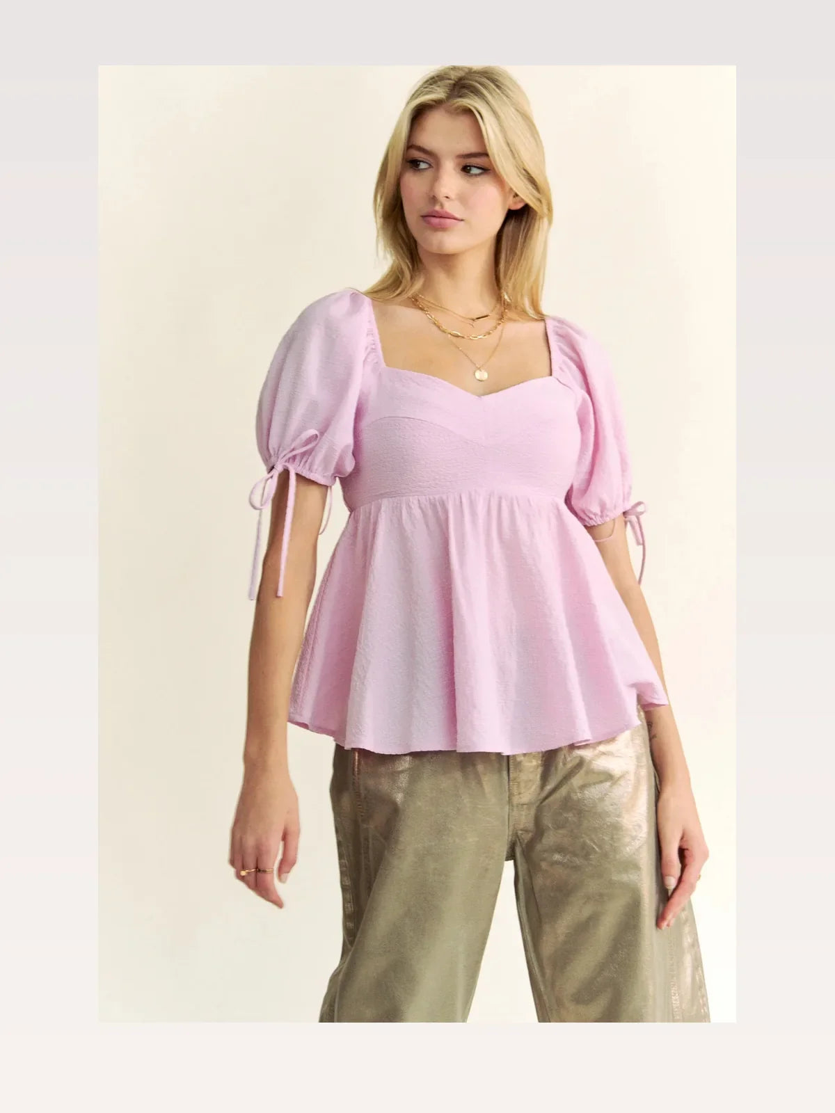 Versatile Peplum Blouse with Puffed Sleeves