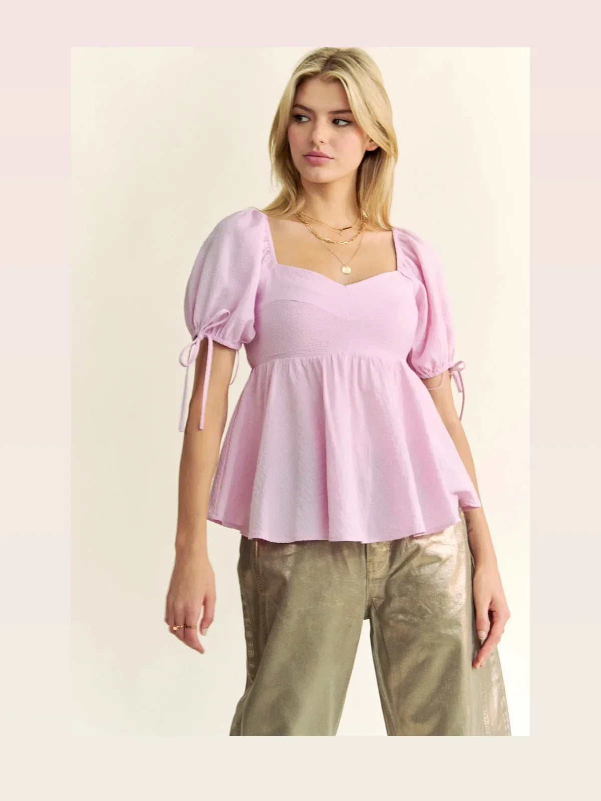 Versatile Peplum Blouse with Puffed Sleeves