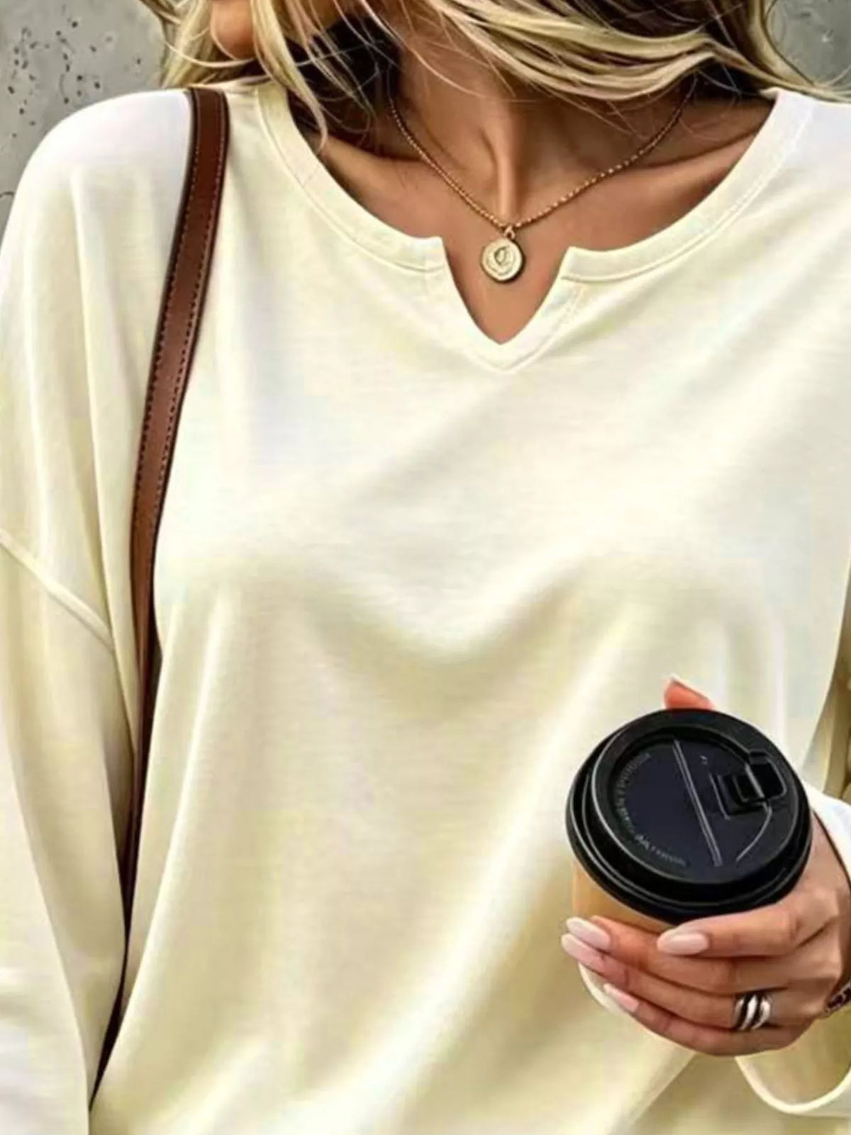 Full Size Solid Color Long Sleeve Loose T-Shirt Plus Size