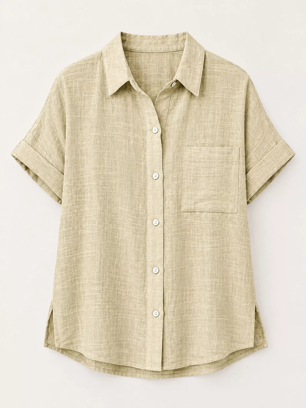 Full Size Button Up Short Sleeve Shirt Plus Size