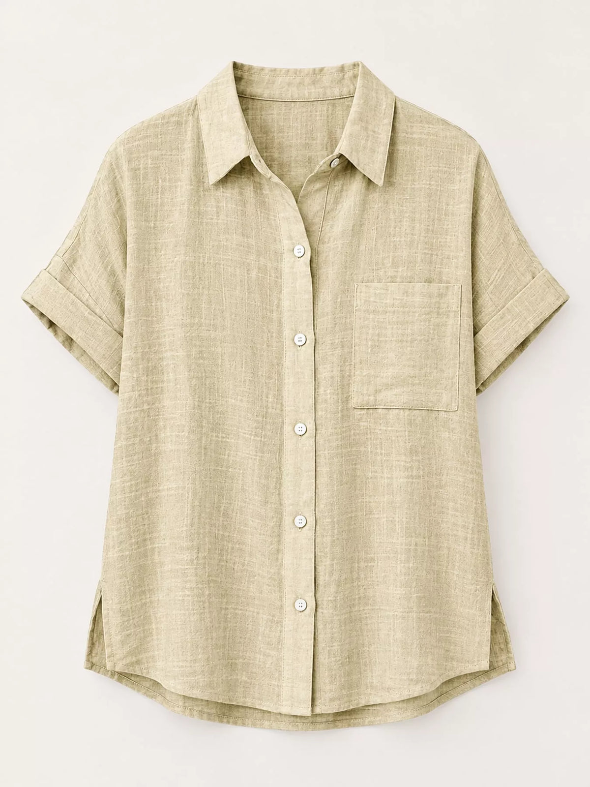 Full Size Button Up Short Sleeve Shirt Plus Size