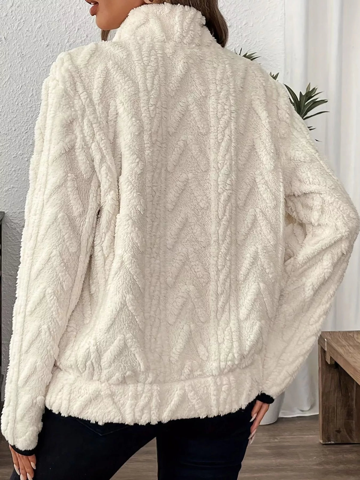 Full Size Quarter-Zip Sherpa Sweatshirt Plus Size