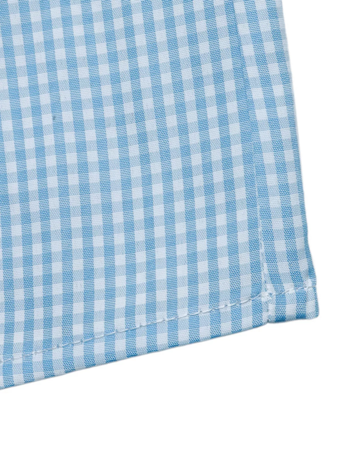 Gingham Bow-Tie Neck Long Sleeve Shirt
