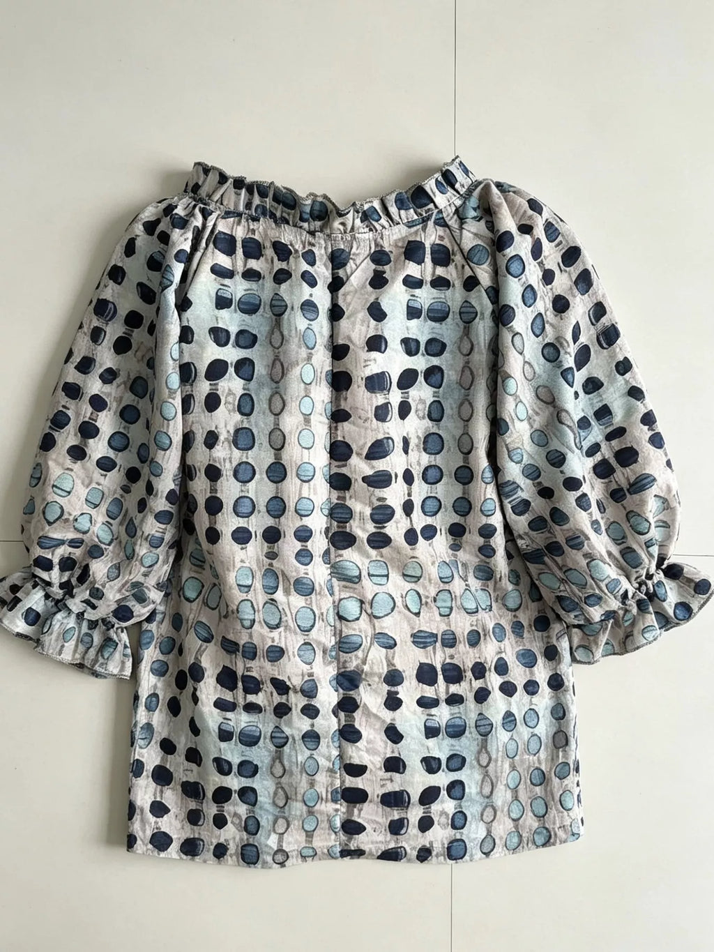 Full Size Tie Neck 3/4 Sleeve Blouse Plus Size