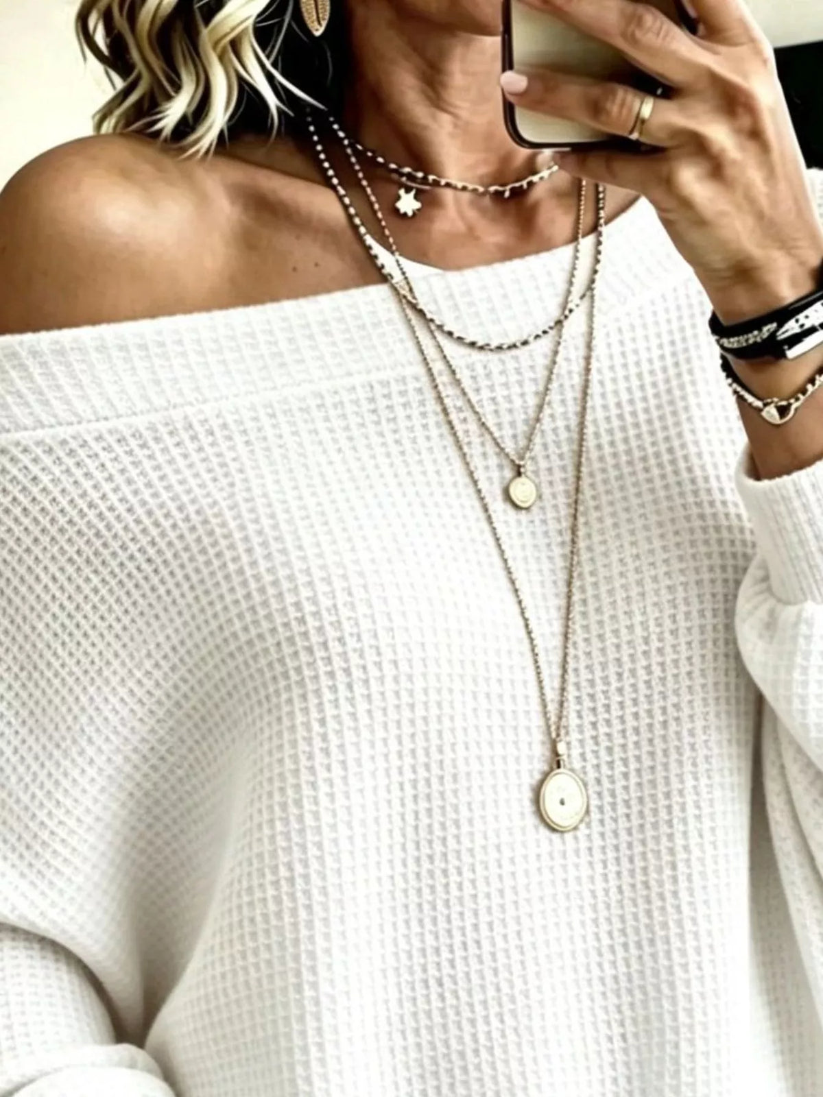 Full Size Waffle Knit Boat Neck Sweatshirt Plus Size