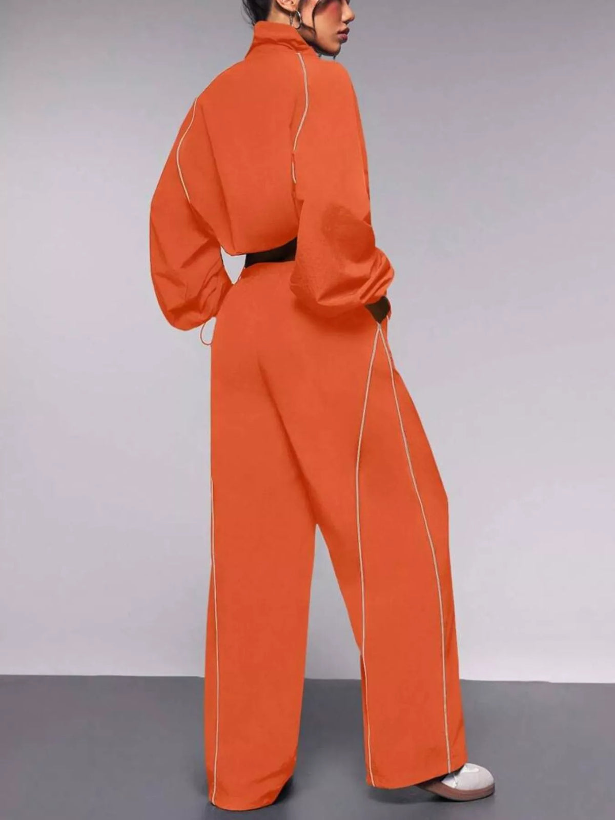 Crop Jacket and Wide-Leg Pants Set