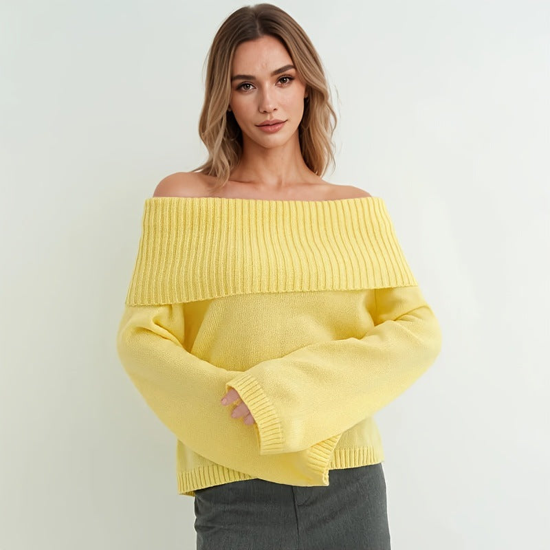 Women's Off-shoulder Casual Loose-fit Pullover Sweater