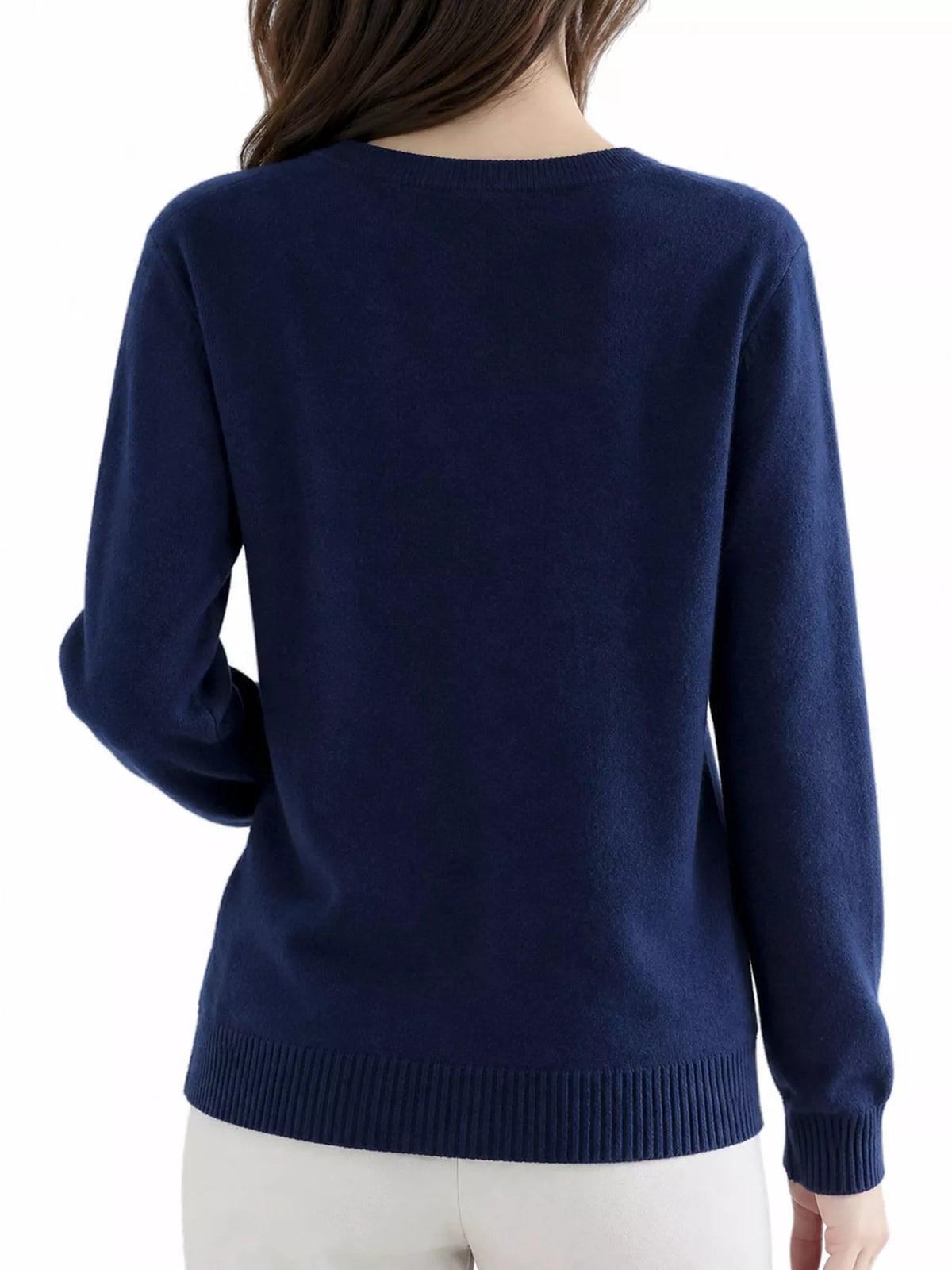 Crew-Neck Button-Down Cardigan