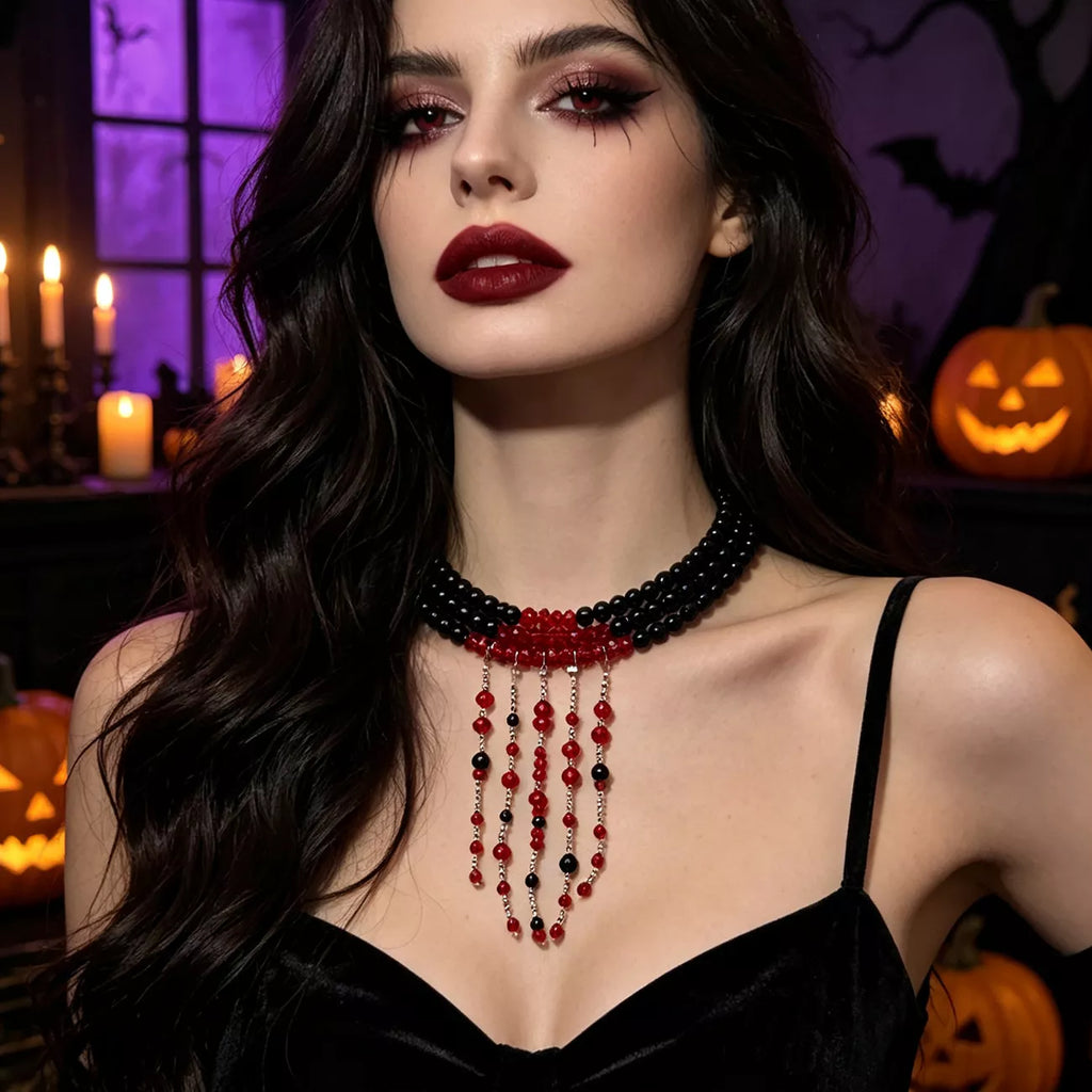 Gothic Multi-Layered Beaded Necklace