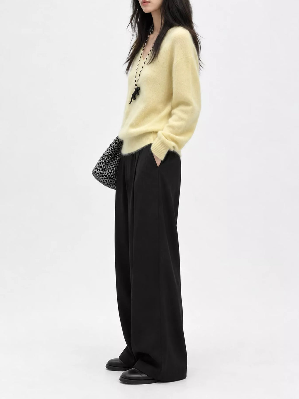 V-Neck Dropped Shoulder Sweater