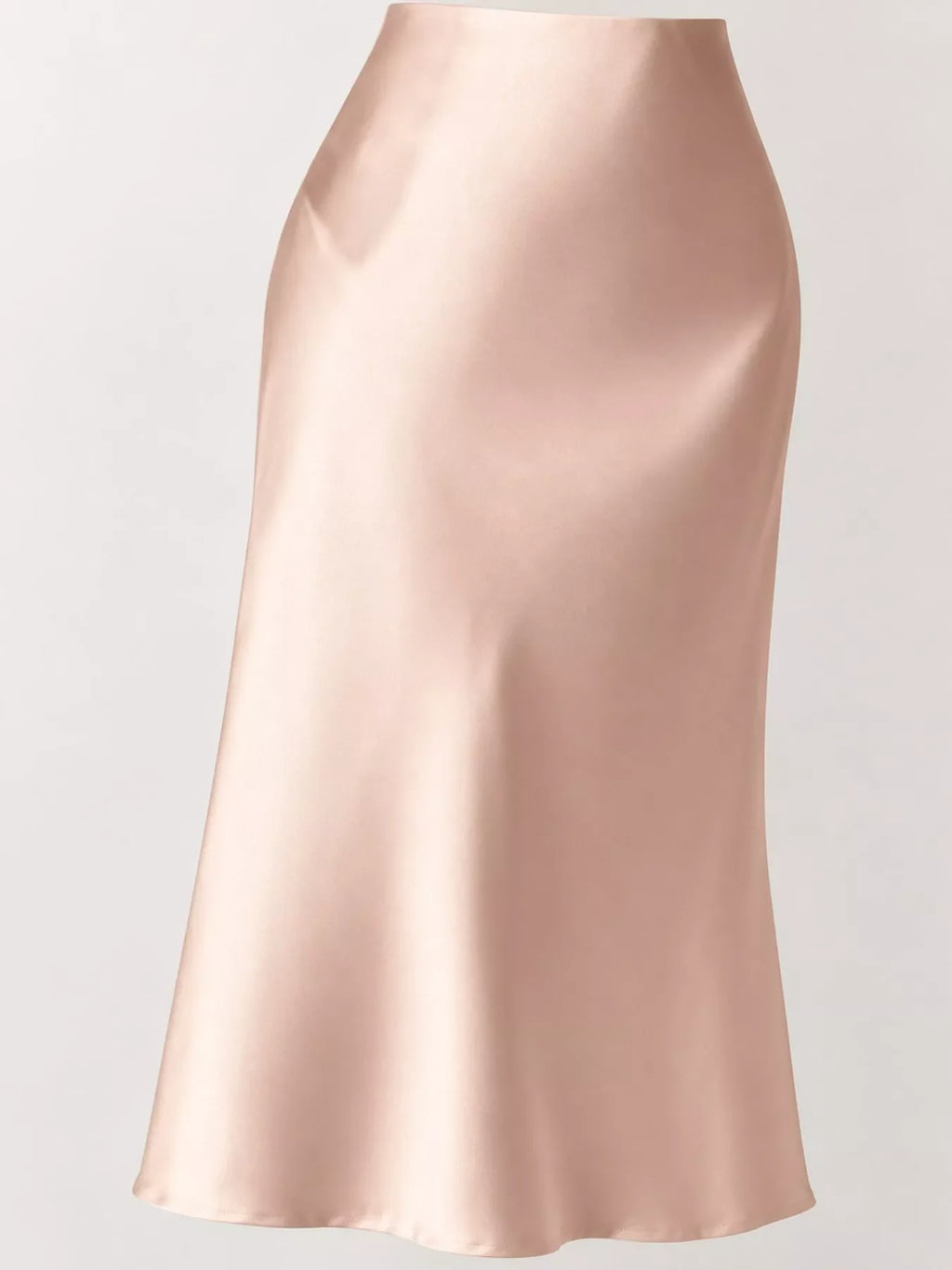 High-Waisted Satin Midi Skirt